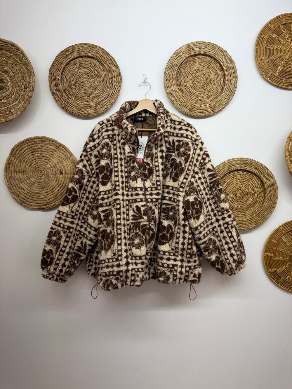 NEW Cider Brown Floral Fleece Jacket Plus Size 1X